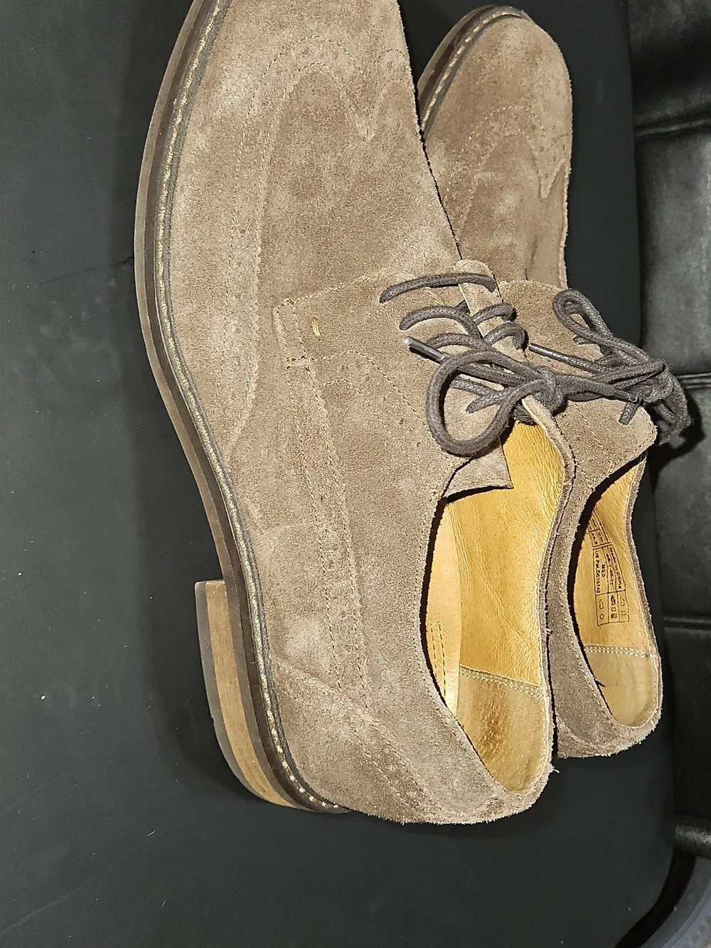 Vionic Men's Suede Lace-Up Oxfords in Taupe Brown Size 10.5